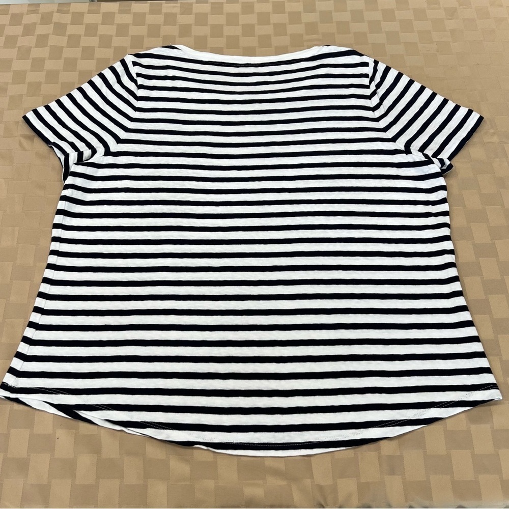 Talbots Beaded Palm Tree Navy & White Striped Short Sleeve Tee Women's Size 2X - Picture 3 of 7